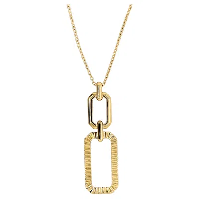 Pre-owned Gabriel & Co. Diamond-cut Link Pendant 14k Gold Cut-corner Rectangle Drop Necklace Nk7825 In Multi