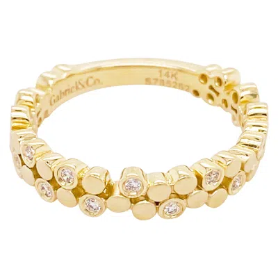 Pre-owned Gabriel & Co. Double Stack Bubble Band Asymmetric, Bezel Diamonds, 14k Gold Stackable, Lr5649 In Multi