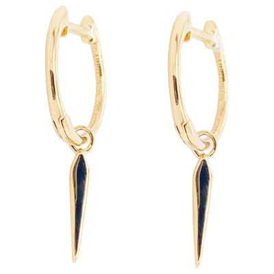 Pre-owned Gabriel & Co. Drop Hoop Spike Huggie Hoop Earrings, 14 Karat Yellow Gold Huggies Eg14093