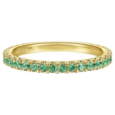 Pre-owned Gabriel & Co. Emerald Stackable 2mm Band 14k Gold May Birthstone Stack Ring Lr50889 In Green