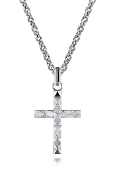 Gabriel & Co. Facets Sterling Silver Cross Pendant Necklace In Metallic