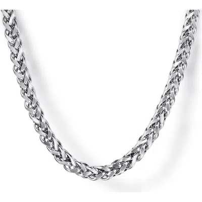 Gabriel & Co. Facets Sterling Silver Wheat Chain Necklace In Metallic