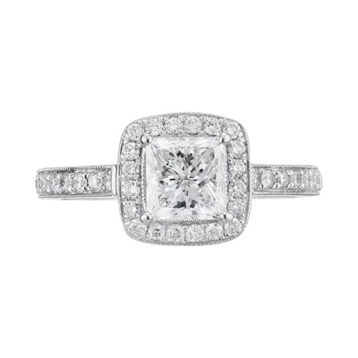 Pre-owned Gabriel & Co. Gabriel Gia Certified 1.00 Carat Diamond Halo White Gold Engagement Ring