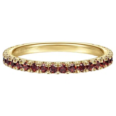 Pre-owned Gabriel & Co. Garnet Stackable 2mm Band 14k Gold January Birthstone Stack Ring Lr50889 In Multi