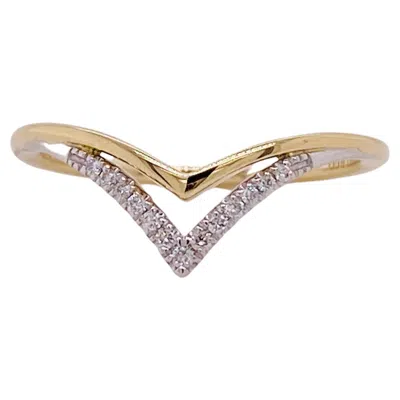 Pre-owned Gabriel & Co. Minimalist Double Chevron Diamond Ring In Two-tone 14k Gold Lr51826 In Multi
