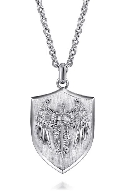 Gabriel & Co. Modern Relics Sterling Silver Shield Pendant Necklace
