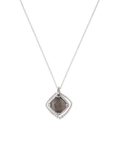 Pre-owned Gabriel & Co. Mother Of Pearl Doublet & Diamond Pendant Necklace, 17.5" In Multicolor