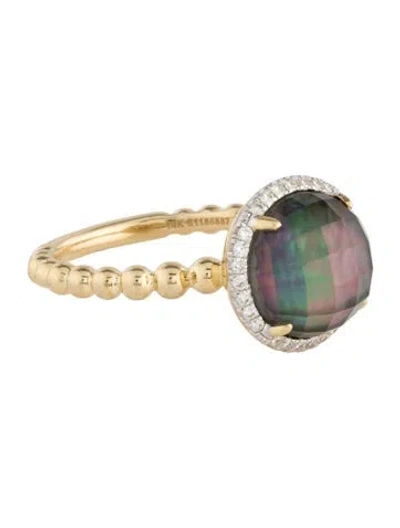 Pre-owned Gabriel & Co. Mother Of Pearl, Quartz Doublet & Diamond Cocktail Ring In Multicolor