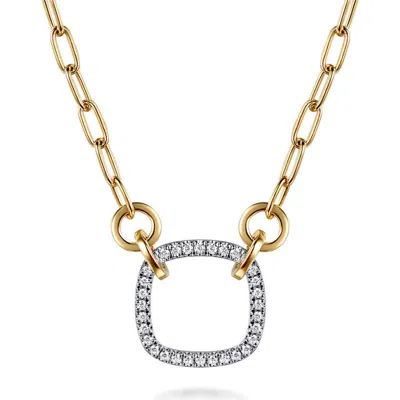 Gabriel & Co. Open Diamond Cushion Pendant Necklace In Multi