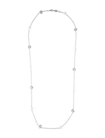 Pre-owned Gabriel & Co. Pearl Station Necklace, 32" In Multicolor