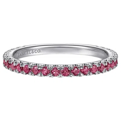 Pre-owned Gabriel & Co. Pink Tourmaline Stackable 2mm Band 14k Gold Stack, October Birthstone, Lr50889
