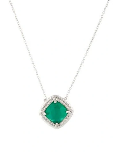 Pre-owned Gabriel & Co. Quartz & Colorless Sapphire Pendnat Necklace, 17.5" In Multi