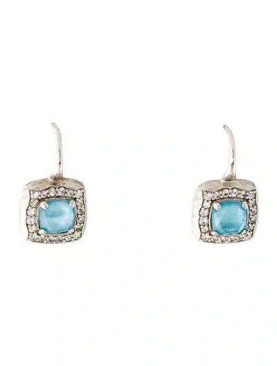 Pre-owned Gabriel & Co. Quartz & Turquoise Doublet & Diamond Drop Earrings In Multicolor