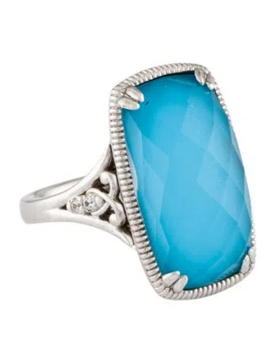 Pre-owned Gabriel & Co. Quartz Doublet & Diamond Cocktail Ring In Multi