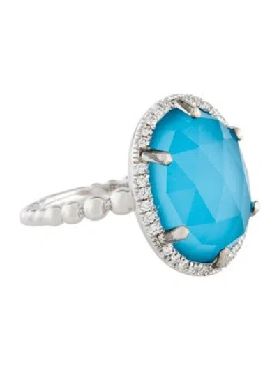 Pre-owned Gabriel & Co. Quartz Doublet & Diamond Cocktail Ring In Multicolor