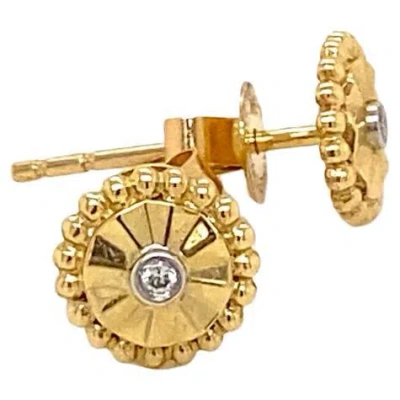 Pre-owned Gabriel & Co. Radiating Disk Diamond Solitaire Stud Beaded Circle Sun Star 14k Gold Eg14604 In Multi