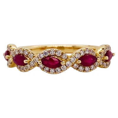 Pre-owned Gabriel & Co. Ruby Marquise Diamond Twist Band 14k Gold 3/4 Carats, Made To Order, Lr52021 In Multi