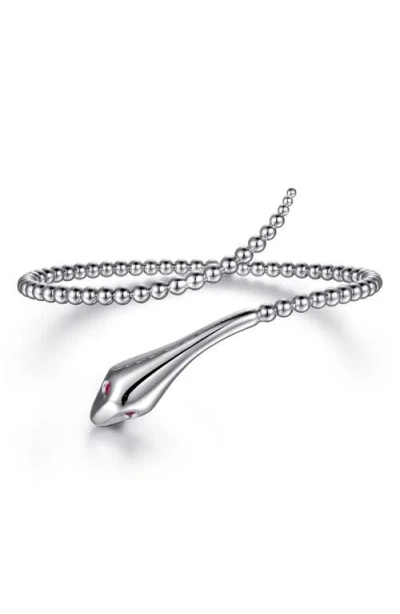 Gabriel & Co. Ruby Snake Bujukan Bypass Bracelet In Silver