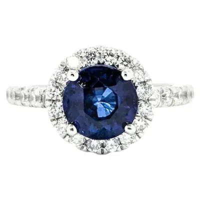 Pre-owned Gabriel & Co. Sapphire & Diamond Ring In 14k White Gold