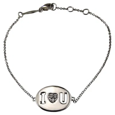 Pre-owned Gabriel & Co. Sterling Silver And Diamond "i Love U" Bracelet #25306 In Multi