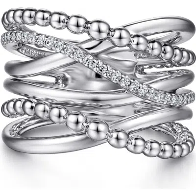 Gabriel & Co. Sterling Silver White Sapphire Crisscross Ring
