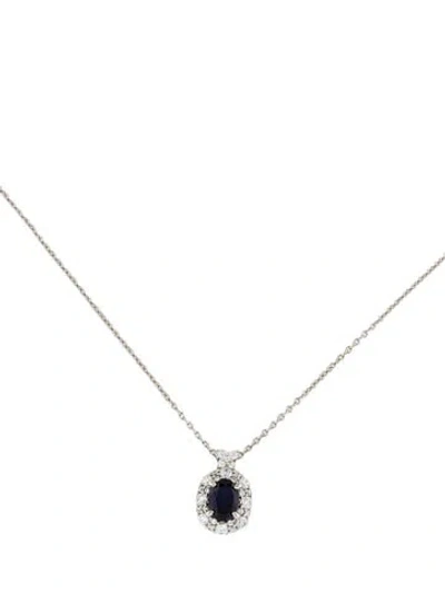 Pre-owned Gabriel & Co. Synthetic Sapphire & Cubic Zirconia Pendant Necklace, 17" In Multi