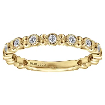 Pre-owned Gabriel & Co. Textured Diamond Bezel Station Ring, 14k Gold Wedding Stackable Spacer, Lr4867 In Multi