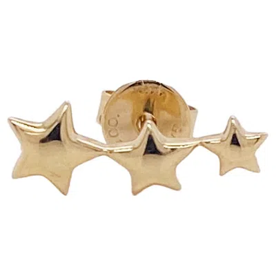 Pre-owned Gabriel & Co. Triple Star Single Stud Earring In Solid 14k Yellow Gold Egs14014