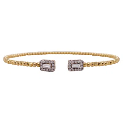 Pre-owned Gabriel & Co. Versatile Diamond Baguette Open Cuff Bangle, Two-tone 14k Gold Bg4711-62y44jj Lv In Multi