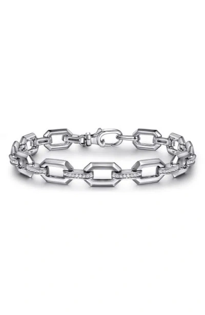 Gabriel & Co. White Sapphire Link Chain Sterling Silver Bracelet