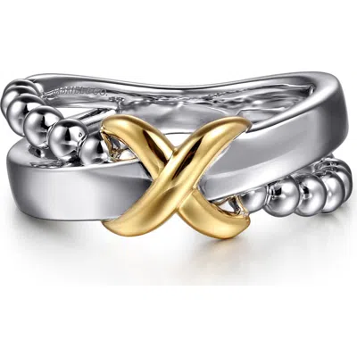 Gabriel & Co. Wide Band Crisscross Ring In Multi