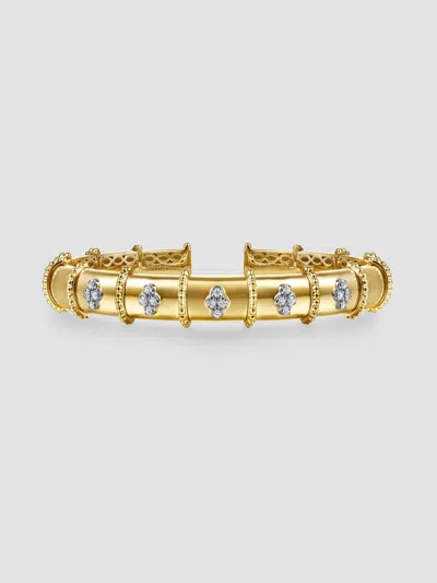 Gabriel & Co. Women's Bujukan 14k White & Yellow & 0.20 Tcw Diamond Bangle Bracelet In Yellow Gold