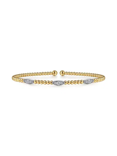 Gabriel & Co. Women's Bujukan 14k White & Yellow Gold & 0.17 Tcw Diamond Marquise Cuff Bracelet