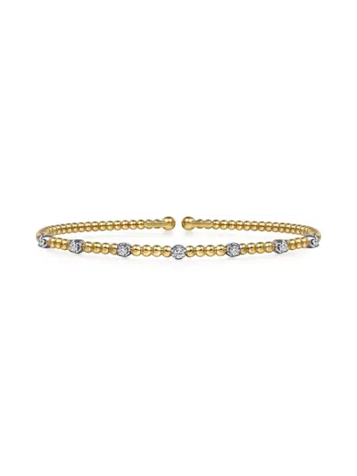 Gabriel & Co. Women's Bujukan 14k White & Yellow Gold & 0.20 Tcw Diamond Cuff Bracelet