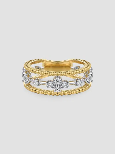 Gabriel & Co. Women's Bujukan 14k White & Yellow Gold & 0.25 Tcw Diamond Stacking Ring