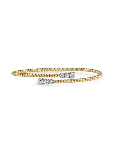 Gabriel & Co. Women's Bujukan 14k White & Yellow Gold & 0.41 Tcw Diamond Bypass Cuff Bracelet