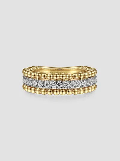 Gabriel & Co. Women's Bujukan 14k White & Yellow Gold & 0.50 Tcw Diamond Three-row Ring