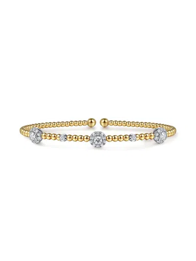 Gabriel & Co. Women's Bujukan 14k White & Yellow Gold & 0.51 Tcw Diamond Station Cuff Bracelet
