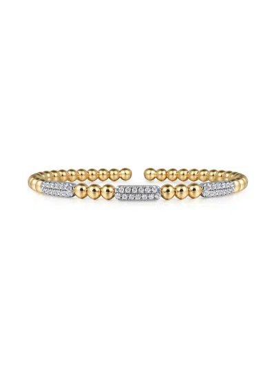Gabriel & Co. Women's Bujukan 14k White & Yellow Gold & 0.75 Tcw Diamond Station Cuff Bracelet