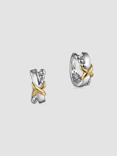 Gabriel & Co. Women's Bujukan 14k White & Yellow Gold Twisted Huggie Earrings In Sterling Silver