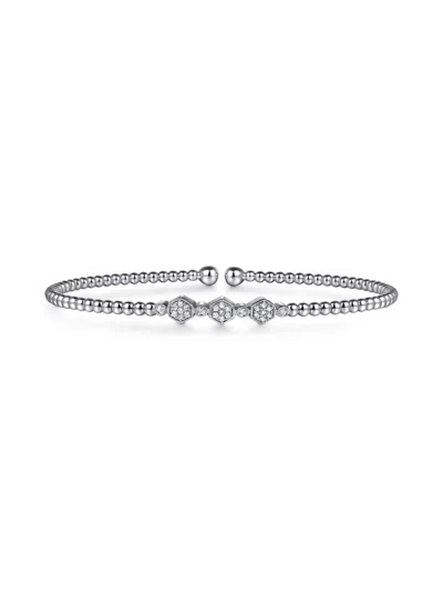 Gabriel & Co. Women's Bujukan 14k White Gold & 0.14 Tcw Diamond Hexagon Cuff Bracelet