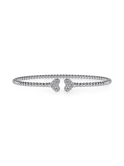 Gabriel & Co. Women's Bujukan 14k White Gold & 0.19 Tcw Diamond Hearts Cuff Bracelet