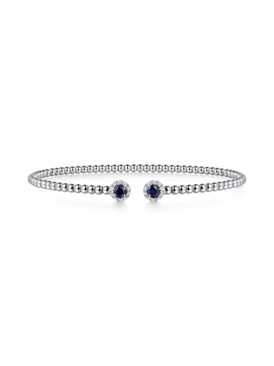 Gabriel & Co. Women's Bujukan 14k White Gold, Blue Sapphire & 0.12 Tcw Diamond Cuff Bracelet