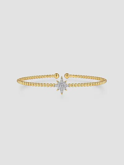 Gabriel & Co. Women's Bujukan 14k Yellow Gold & 0.15 Tcw Diamond Beaded Starburst Cuff