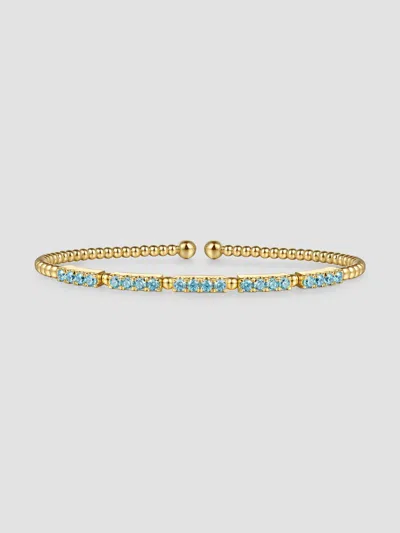 Gabriel & Co. Women's Bujukan 14k Yellow Gold & Blue Topaz Beaded Cuff