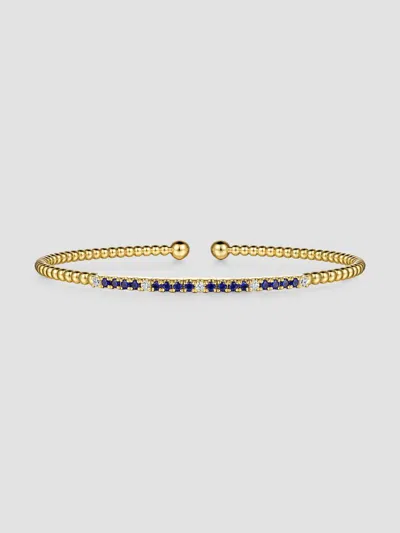 Gabriel & Co. Women's Bujukan 14k Yellow Gold, Blue Sapphire & 0.09 Tcw Diamond Cuff