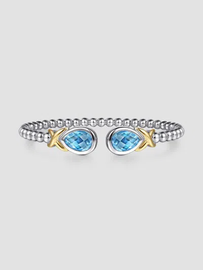 Gabriel & Co. Women's Bujukan 14k Yellow Gold, Blue Topaz & Sterling Silver Bangle Bracelet