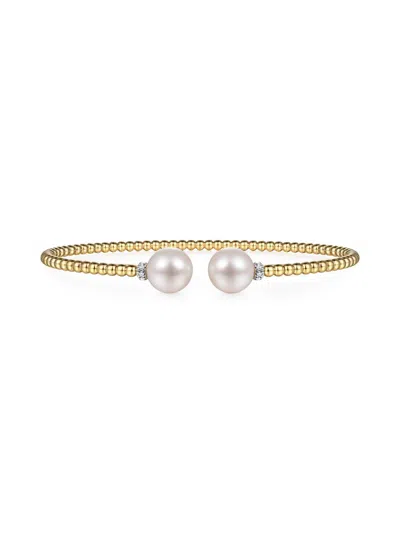 Gabriel & Co. Women's Bujukan 14k Yellow Gold, Cultured Freshwater Pearl & 0.05 Tcw Diamond Bangle
