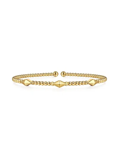 Gabriel & Co. Women's Bujukan 14k Yellow Gold Pyramid Stations Cuff Bracelet