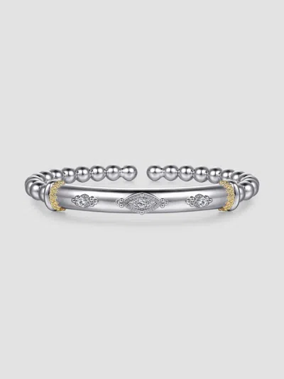 Gabriel & Co. Women's Bujukan 14k Yellow Gold, White Sapphire & Sterling Silver Bangle Bracelet